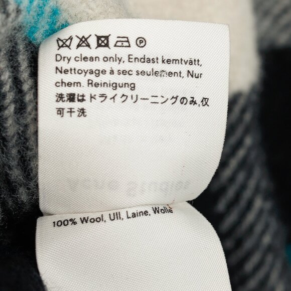 Acne Studios Cassiar Black & White Logo-Print Checked Wool Scarf - Picture 6 of 7